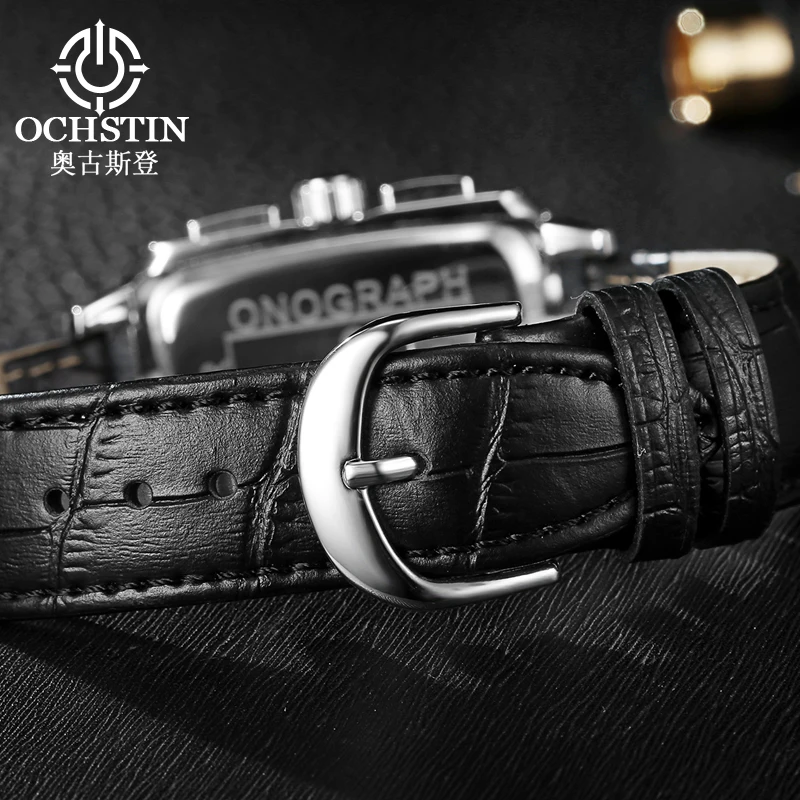  OCHSTIN Military Watch Men Quartz Analog Clock Leather Strap Clock Man Sports Watches Army Relogios