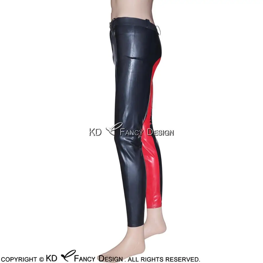 Black And Red Trims Sexy Latex Leggings 