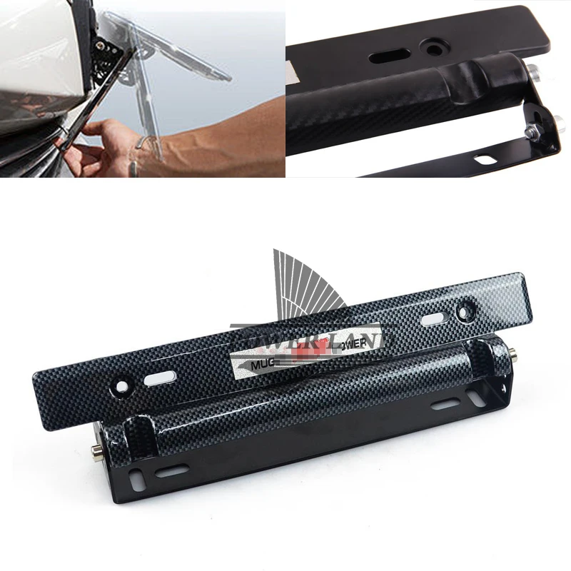 MUGEN Style Adjustable Carbon Fiber Look Bumber Plate Aluminium License