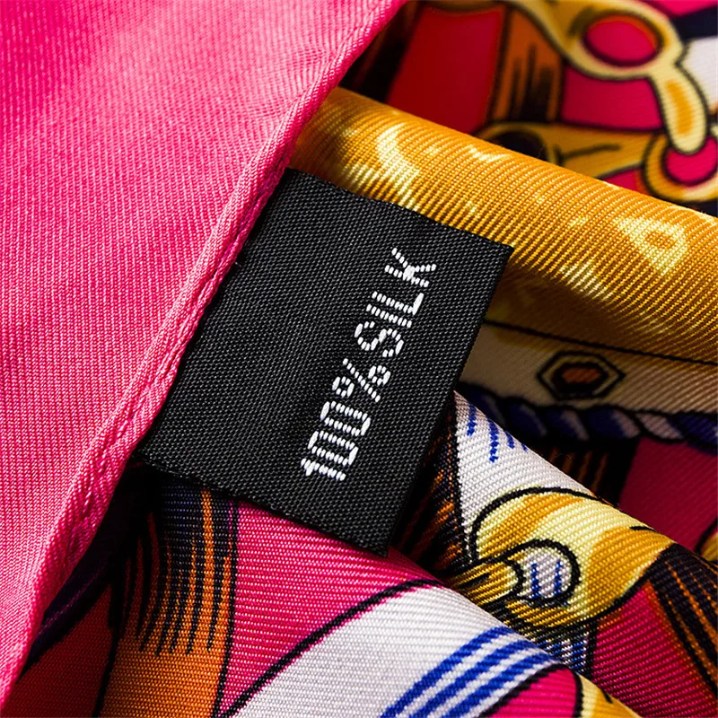 Популярный Элитный брендовый шелковый шарф твил Шелковый женский шарф квадратные шарфы с изображением цепи лента печать шелковый шарф шаль и палантин хиджаб