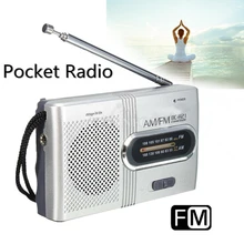 50 шт./лот Портативный карман AM/FM 2-х полосный радио приемником Динамик 3,5 мм штекер наушников Jack