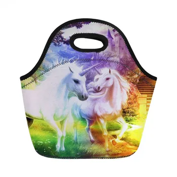 

Newest Fashion High Quality Unicorn Anime Printed Horse Lunch Bags for Famale Kids Thermal Bag Food Picnic Bags Travel Lunch Box