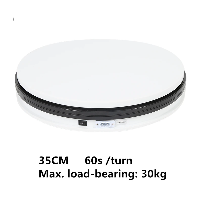 35CM-White- max.30kg 15-60 см фото 360 градусов вращающийся стол с электрическим приводом Дисплей Стенд для фотографии Максимальная нагрузка 30 кг видео съемки реквизит CD50 T10 X - Цвет: 35CM-White- max.30kg