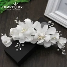 Wedding Handmade Crystal Beads Pearl Hair Comb White Flower Hair jewelry bridal vintage hair accessories custom made handmade silk yarn flower beads soft hair hoop hair ornaments wedding disc hair decoration