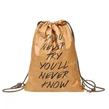 Женский водонепроницаемый крафт-бумажный рюкзак на шнурке с буквенным принтом, повседневный рюкзак на плечо, простой дизайн, рюкзак Mochila