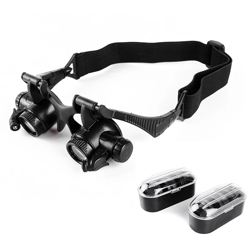 Good Quality Head Mounted Magnifier Glasses Type Binoculars With LED