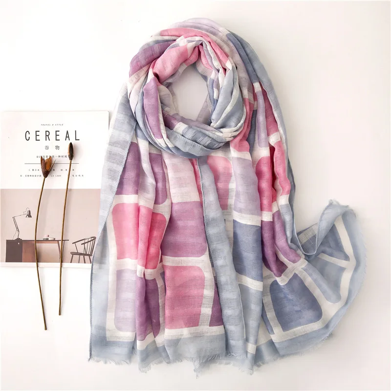 

Geometric Women's Scarves Luxury Brand Summer Girl's Scarf Designer Ladies Shawls for Women Autumn Spring Blanket Plaid Scarf
