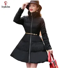 Новинка года, модные женские зимние длинные пуховики, женское теплое пальто на гусином пуху, приталенная Женская парка с поясом PQ100