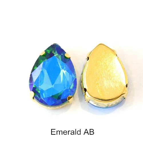 Каплевидные Стразы AB цвета, стразы с золотым клешом, стразы с блестками для одежды B3548 - Цвет: Emerald AB