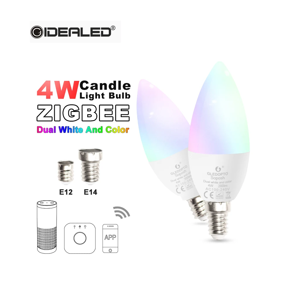 

Smart bulb 4W Zigbee rgbw/rgbww/cw led candle light smart APP control AC100-240V E14 wotk with Zigbee Hub and amazon echo plus