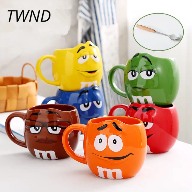 Best Offers M&m bean expression coffee mugs breakfast tea milk cups and mugs with spoon ceramic large capacity mark drinkware Best Offers M&m bean expression coffee mugs breakfast tea milk cups and mugs with spoon ceramic large capacity mark drinkware