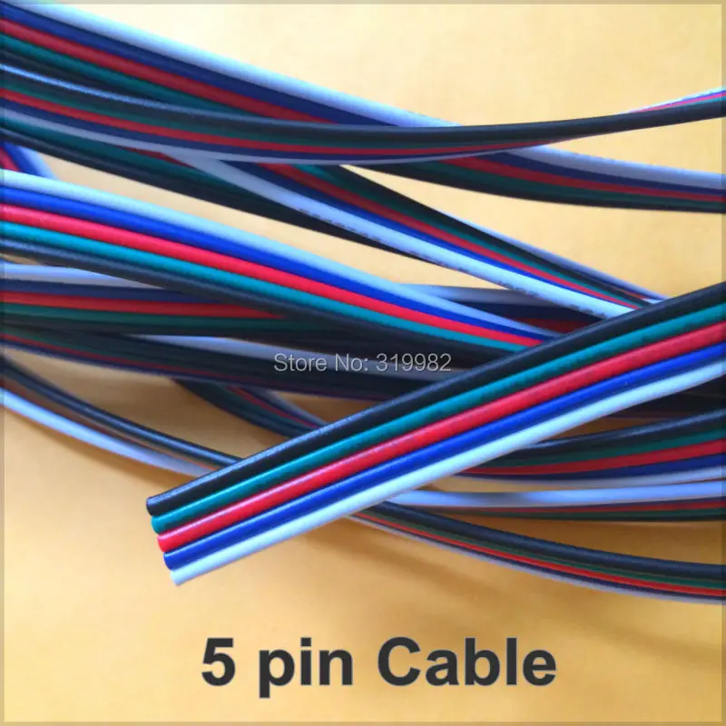 

5 pin cable 22AWG wire 5P Extension Cord Connector for RGBW 5 colors SMD 5050 3528 5630 5730 LED RGB strip light
