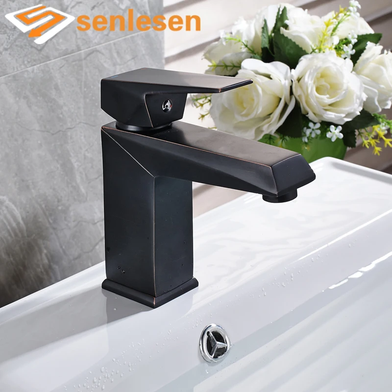 

Oil Rubbed Bronze Deck Mounted Basin Sink Countertop Faucet with Single Handle