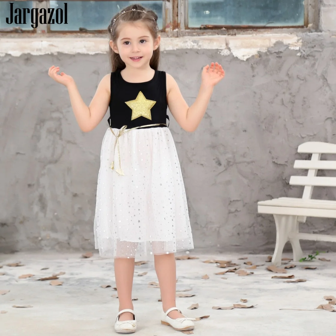 

Jargazol Kids Dresses for Girls Cartoon Star Summer Sleeveless Princess Dress Cute Toddler Baby Girl Clothes Party Vestidos