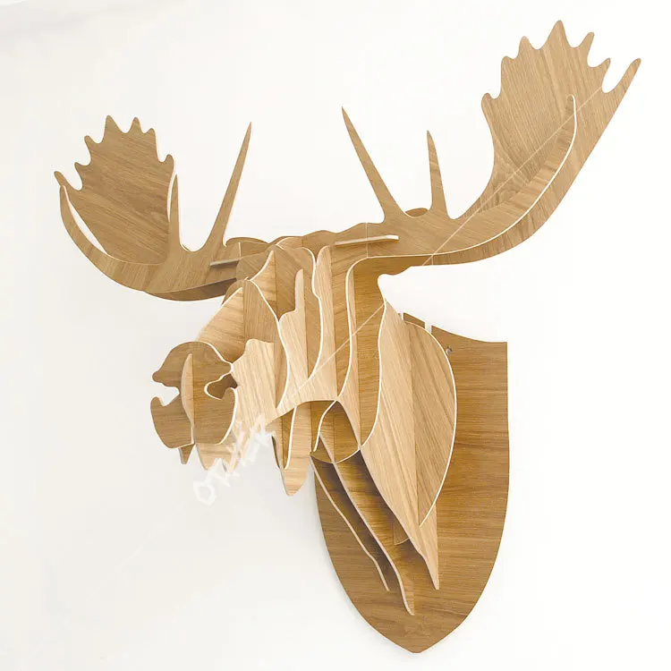 3D Woodcraft Patterns Puzzle DIY Wooden Animal Moose Home ...