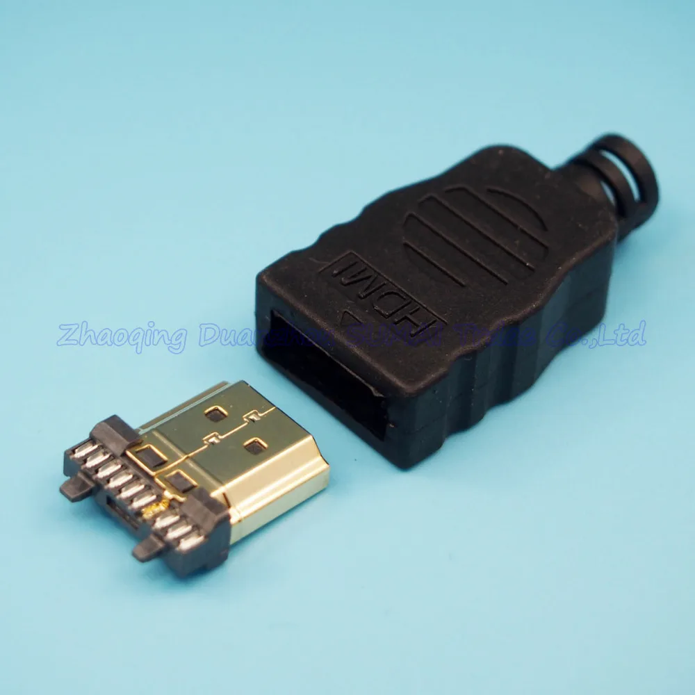 

30sets/lot 2 in 1 welding type HDMI male socket jack with plastic shell cover