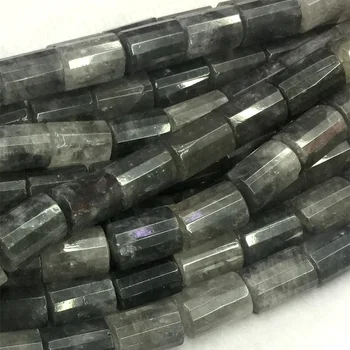 

Wholesale Natural Genuine Gray Quartz Crystal Faceted Hand Cut Tube Loose Beads Barrel Column Beads 15"