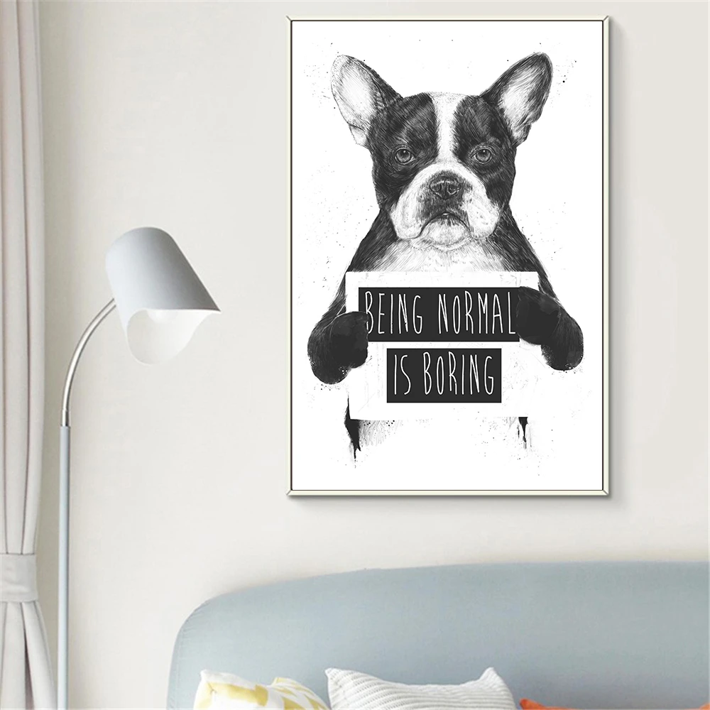 Cute Canvas Painting Black And White Dogs Poster Nordic Bad Panda Animals Print Toilet Bathroom Decor Baby Kids Room Decor Painting Calligraphy Aliexpress