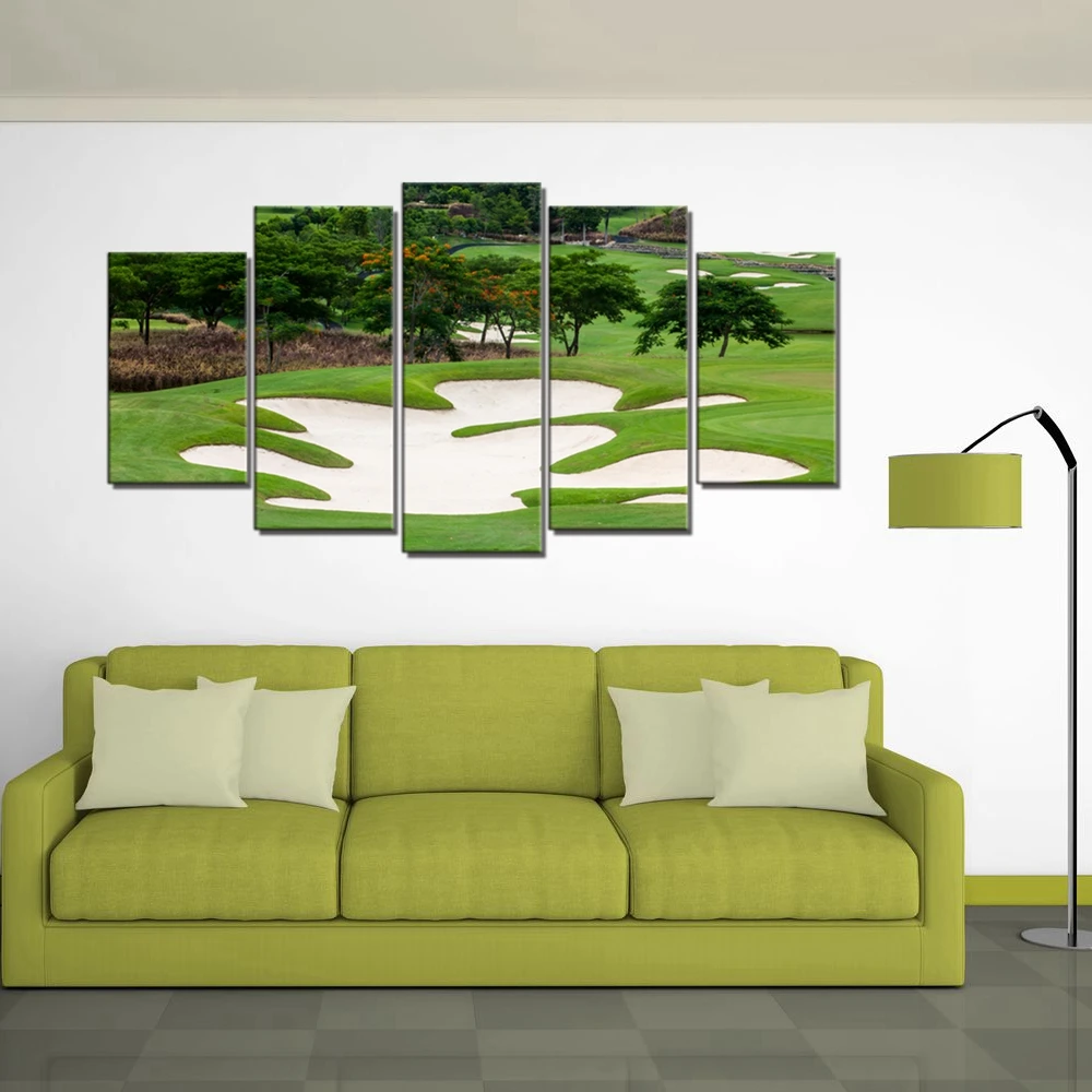 Green Grass Golf Course Field Wall Art Canvas Prints Art Home Decor for