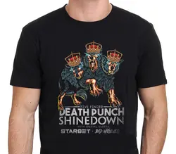 FIVE FINGER DEATH PUNCH с SHINEDOWN Tour 2018 Мужская черная футболка Sz: S-3XL хлопковая Футболка модная футболка бесплатная доставка