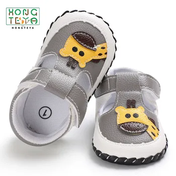 

First Walkers PU Shoes Newborn Girls Shoes Boys First Walkers Shoes Elephant Giraffe Printed Toddler Anti-Slip Soft Baby 0-18M
