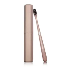 Soft Toothbrush Wheat Straw Tooth Cleaning Charcoal Bristle Brush with Travel Storage Case Creative Adult Portable Random Color