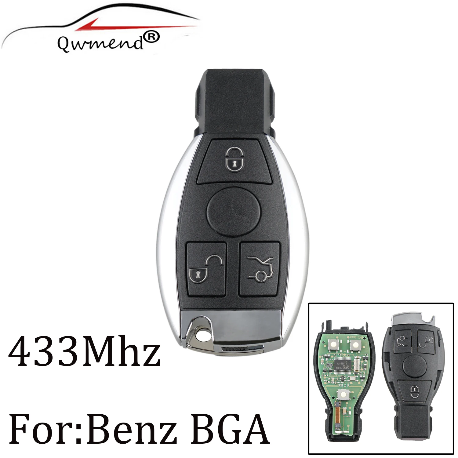 

3pcs*3 Buttons 433mhz Complete Remote Key For Mercedes Benz year 2000+NEC&BGA style Auto Remote Key For Benz IYZDC07 key