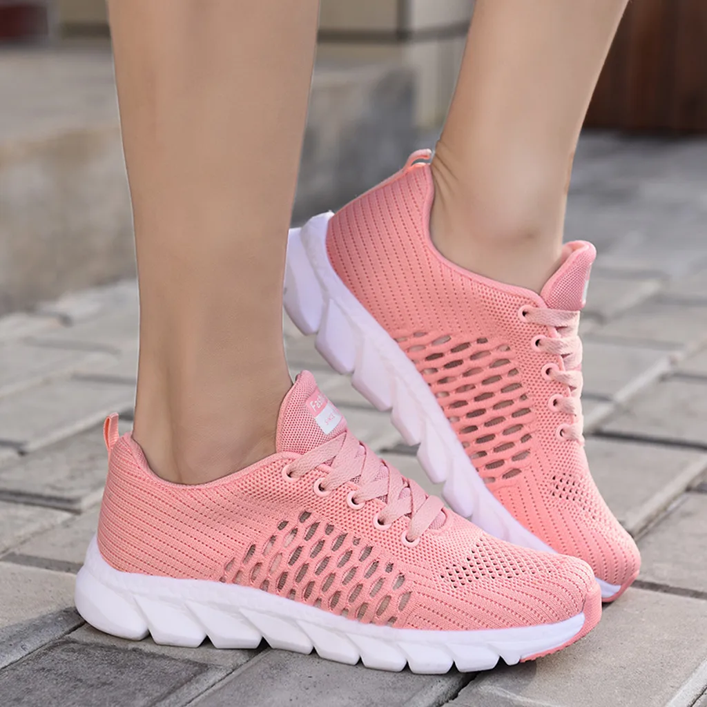 

Women's Running Shoes Mesh Breathable Ankle Flat Casual Sport Athletic Ladies Hollow out Massage Shoes Sneakers June 19