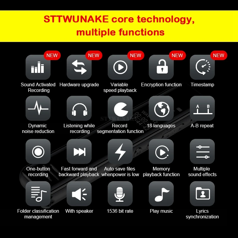 STTWUNAKE, Мини цифровой диктофон, диктофон, небольшой диктофон, Голосовая активация, запись, конференц-класс, аудио ручка
