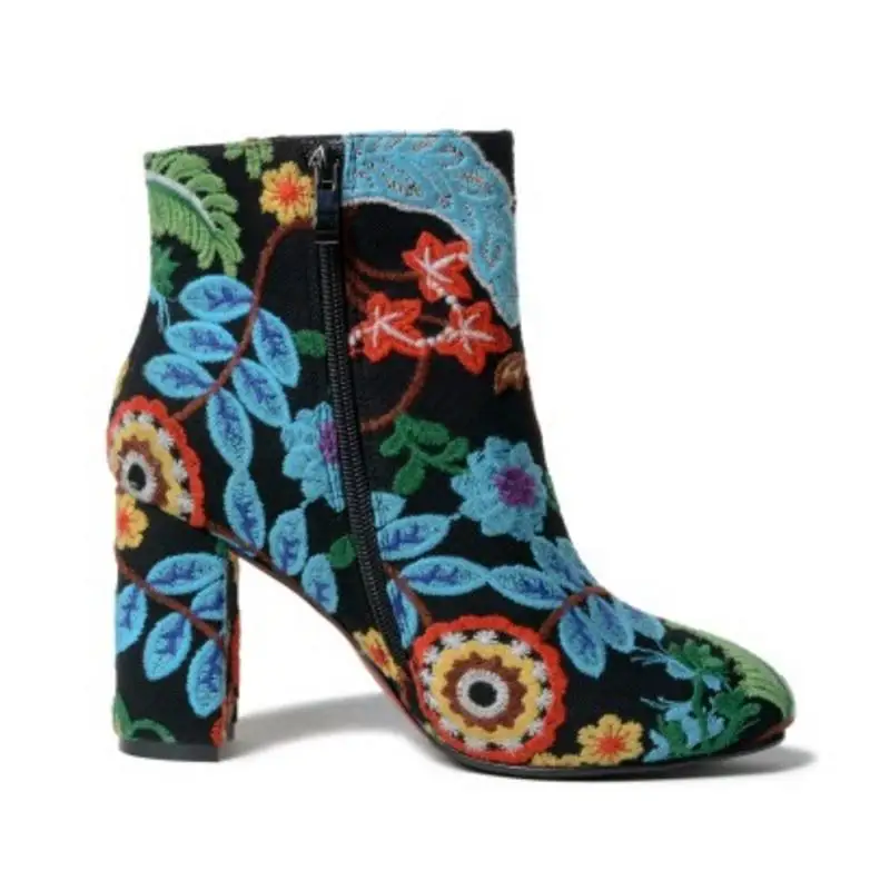 Femmes Chaussures Mode Bottes Taille Courtes D'hiver Talons Cheville Broderie 43 Noir 33 Nouvelle Vulusvalas Hauts Moitié À Femme w7OxpIpqX