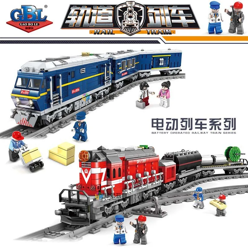 

KAZI City Train Power-Driven Diesel Rail Train Cargo Tracks Model Compatible with LegoING Technic Building Blocks Toys Children