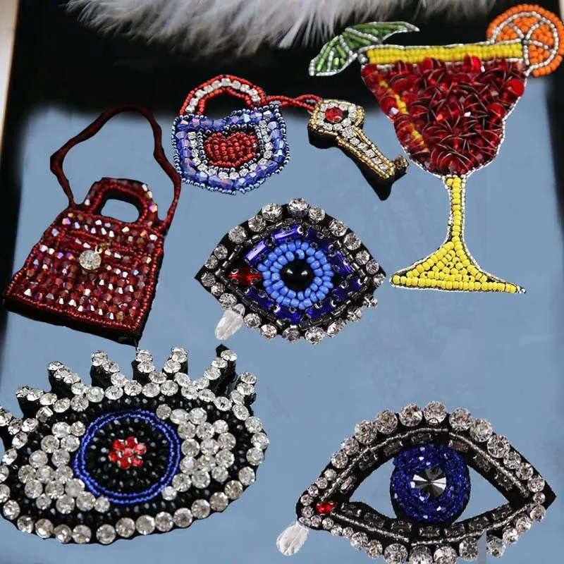 

2Pcs Luxury blue bead eyes modeling decorative patch clothes clothes shoes bags socks clothing diy accessories
