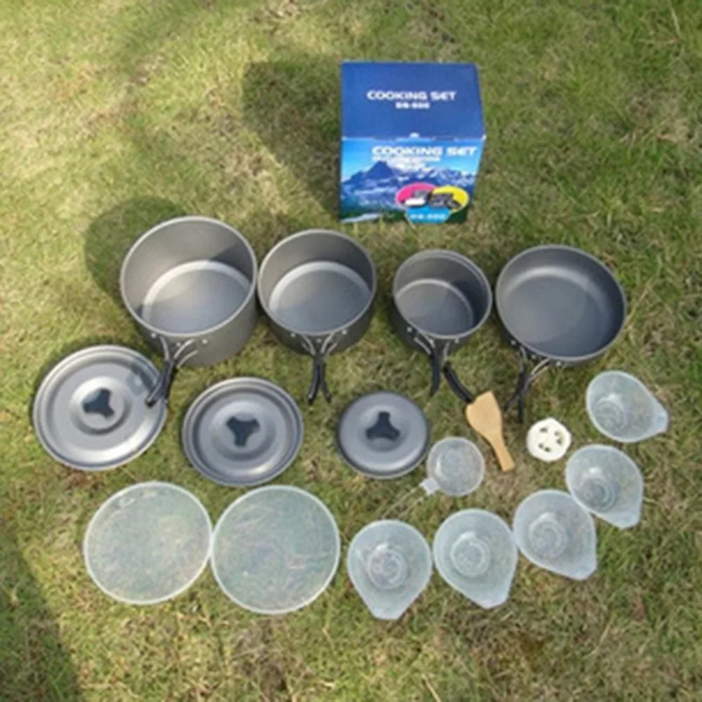 

Portable Size Convenient Outdoor Camping Cookware Tableware Utensils Aluminum Camping Hiking Picnic Tableware Pot Hot