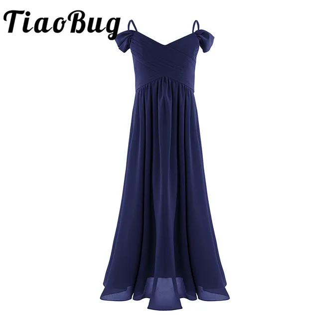 Ruffled Flower Girl Dresses Navy Blue