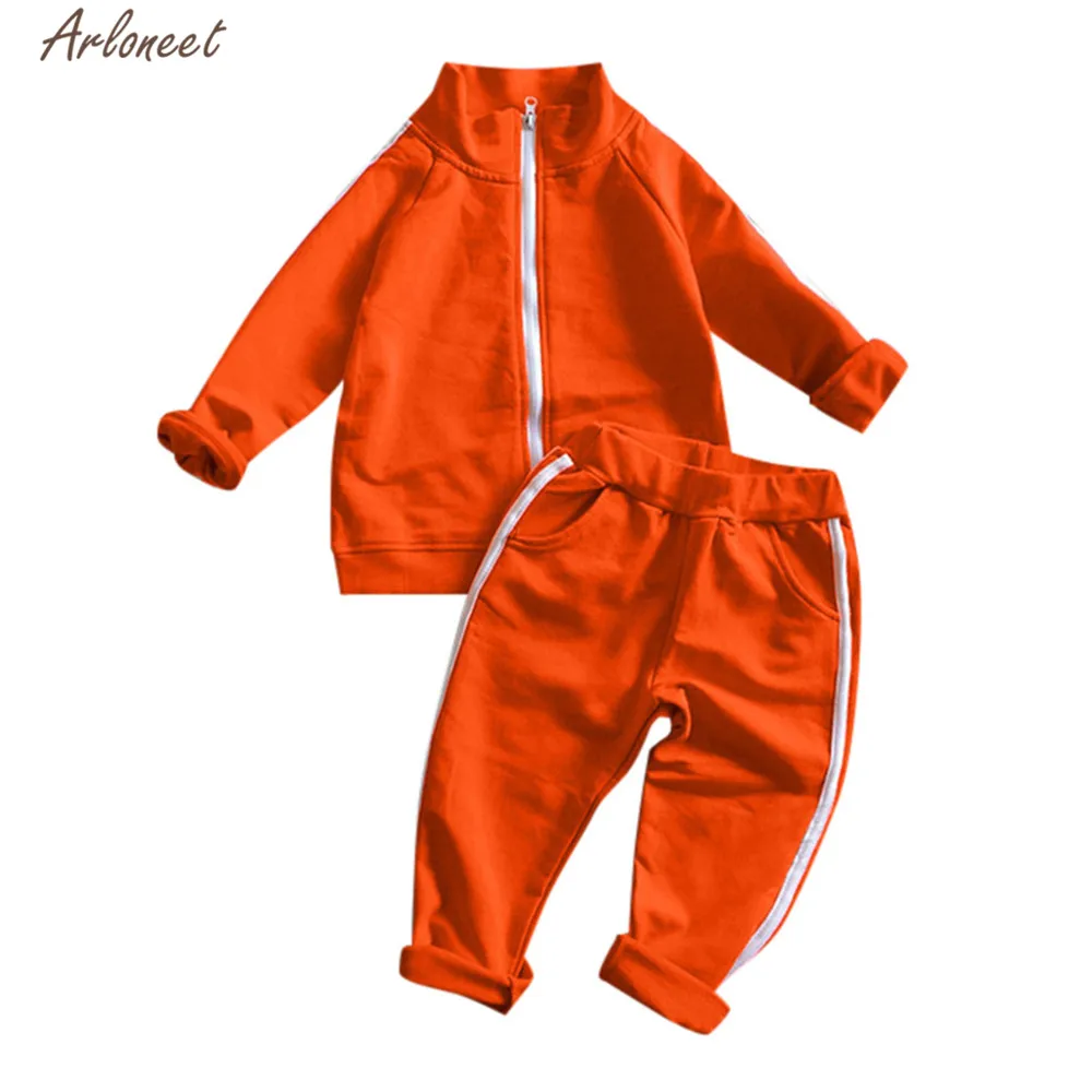 

ARLONEET Clothes Kids Girls Boys 2pc Zipper Coat+Long Pants Set Child Spring and autumn Sport Style Daily Clothes set