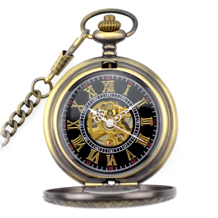 Мужские и женские механические часы скелетоны с подвеской лупой|pocket & fob watches|fob
