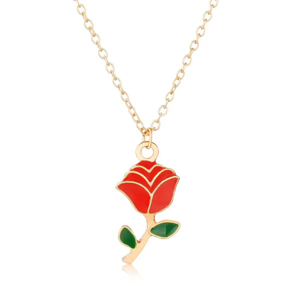 

Elegant Rose Shape Women Necklace Attractive High Quality Necklace Jewelry Good Beautiful Anniversary Necklace Jewelry For Women