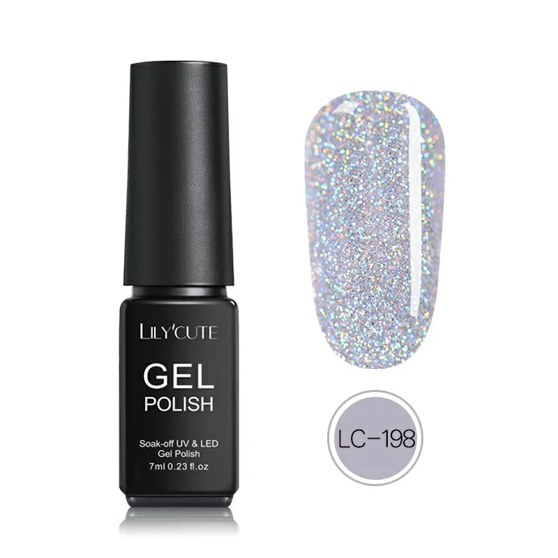 LC-198 LILYCUTE, 7 мл, Гель-лак для ногтей, розовый, фиолетовый, белый, блестящий, УФ светодиодный, Гель-лак, впитываемый, для ногтей, художественный Гель-лак для ногтей - Цвет: LC-198