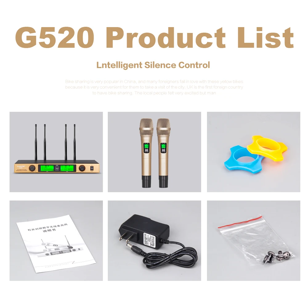 G MARK G520 Беспроводная микрофонная система двухканальный приемник 150 м расстояние 2
