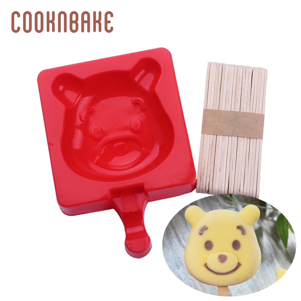 

COOKNBAKE bear ice cream maker silicone mold for candy ice cream frozen ice cube tray children lolly pop bar mould dessert tool