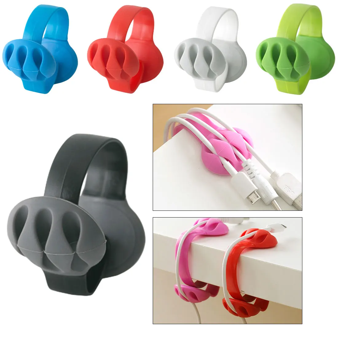 

New Desk Clip Tidy Organiser Colorful Cable Clips Cord Ties USB Charger Holder Cable Fastener Desk Tidy Organiser