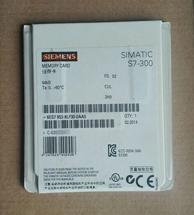 

Original Simatic S7 6ES7953-8LF30-0AA0 6ES7 953-8LF30-0AA0 for S7-300/C7/ET 200, 3, 3V Nflash, 64 KB 6ES79538LF300AA0