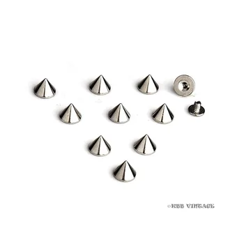 

100pc Cone Spike Screwback Spikes Punk Studs Leathercraft 1/4'' silver