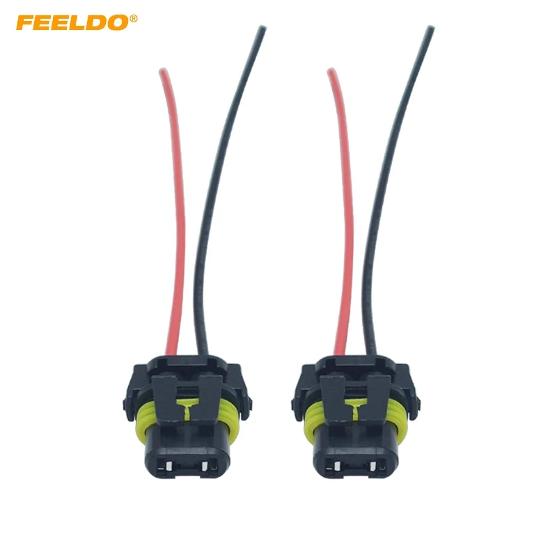 

FEELDO 2pcs Car HID LED Bulb Headlight Plug Cable 9005/9006 Car Light Cord Connector Wire Harness Power Cable #HQ5451