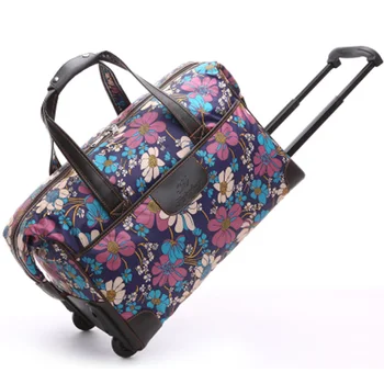 

Hot New Fashion Lady flower Rolling Luggage waterproof Trolley Suitcase handbag Brand Casual Wild Rolling Travel Bag on Wheels