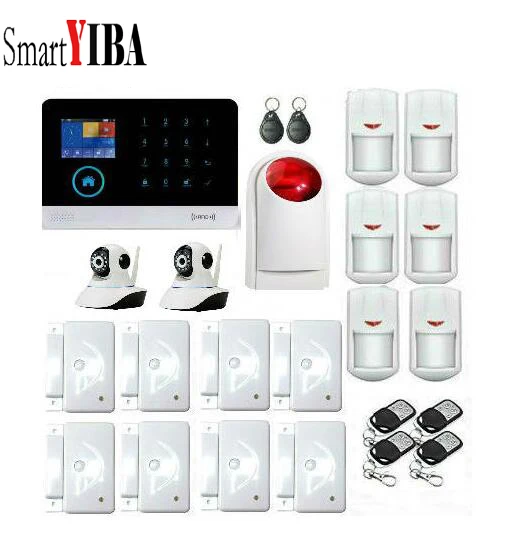 

SmartYIBA Home RFID Burglar Security LCD Touch Keyboard WIFI GSM Alarm System Wireless Strobe Siren WIFI IP Camera APP Control