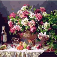 DIY цифровая картина Акриловая картина цветок вино домашний Декор стены Раскраска по номерам ручная роспись Картина на холсте AOP029