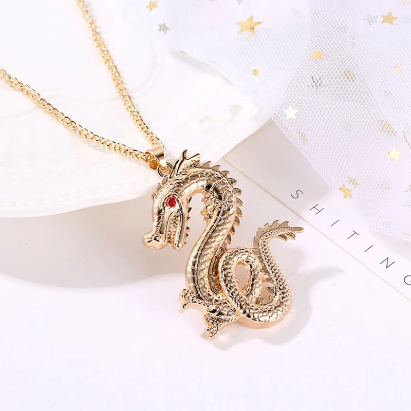 Мода 12 Знак зодиака, созвездие ожерелье Золото Китайский стиль дракон кулон длинный свитер ожерелье для мужчин и женщин подарок