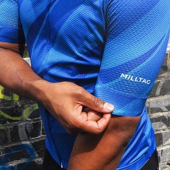 

Pro Team race fit cycling jersey men lightweight bicycle clothes high quality Short sleeve cycling shirt blue With non-slip