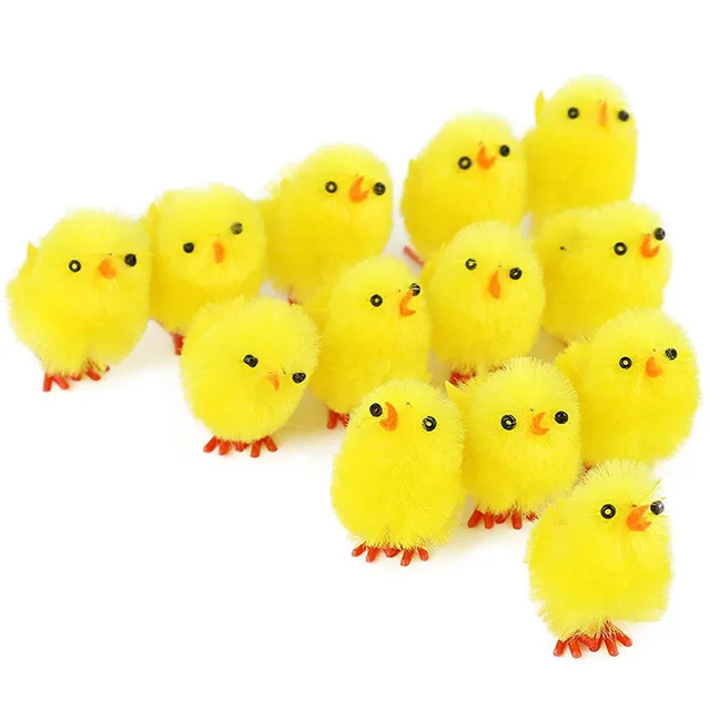 Novel 36Pcs Simulation Easter Chick Mini Artificial Toys Plush Chicken